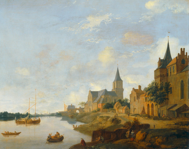Le Rhin à Emmerich avec l' eglise Saint-Martin ...