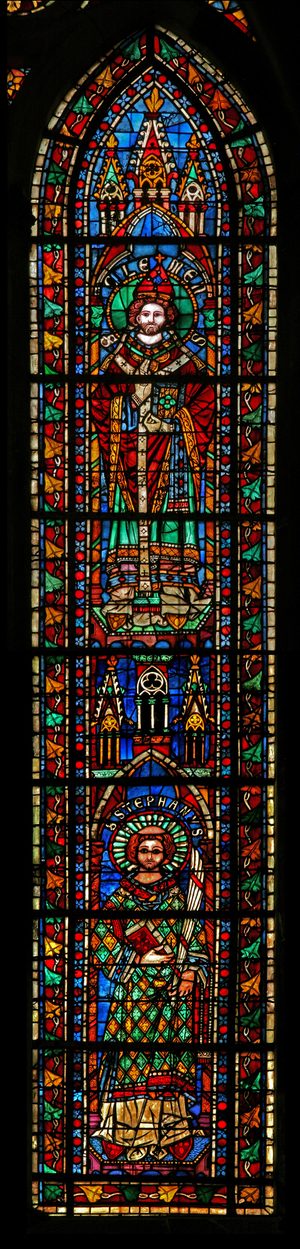 Window w201 depicting St Stephen and St Clement (stained glass)