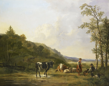 Landscape with Herdsmen and Cattle, 1820 (oil on canvas)