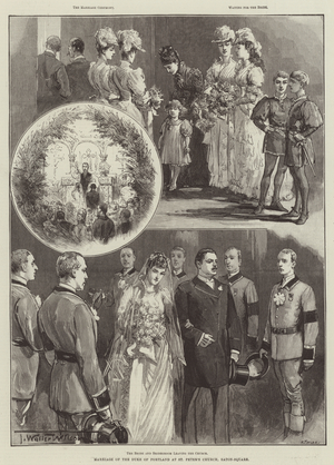 Marriage of the Duke of Portland at St Peter's Church, Eaton-Square (engraving)
