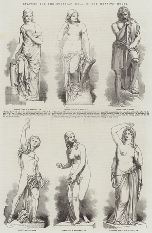 Statues for the Egyptian Hall in the Mansion House (engraving)