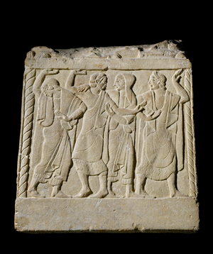 Lower half of a cinerary urn: dancers