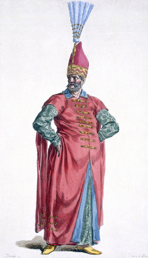 Boluch-Bassi, Officer of the Janissaries, 1780 (coloured engraving)