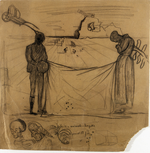 Study for atavism of twilight, pencil drawing charcoal on paper (1933-1934)