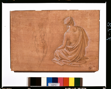 Cloaked seated figure (drawing)