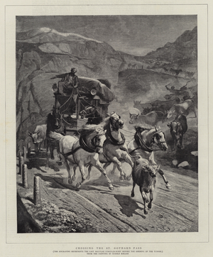 Crossing the St Gothard Pass (engraving)