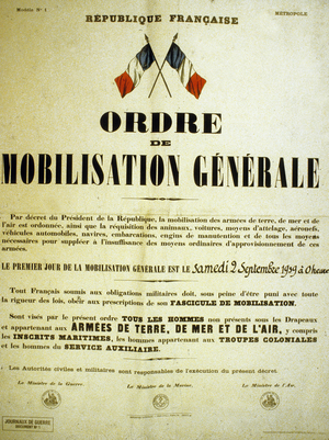 Order of Mobilization in France, 2nd September 1939 (print)