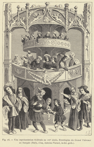 Une representation theatrale au XVIe siecle (engraving)