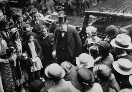 Winston Churchill and his wife Clementine Churchill, 1935 (b/w photo)