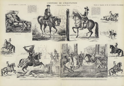 The history of horse riding (litho)