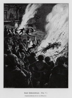 St John's Eve celebrations, Switzerland (engraving)