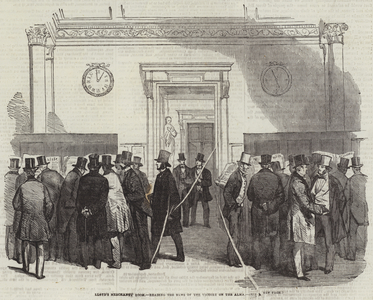 Lloyd's Merchants' Room, Reading the News of the Victory on the Alma (engraving)