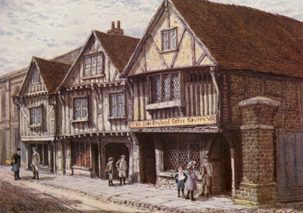 Old Houses in West Street, Faversham (colour litho)