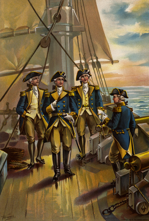 US Navy, Commander in Chief of fleet, 1776 (colour litho)