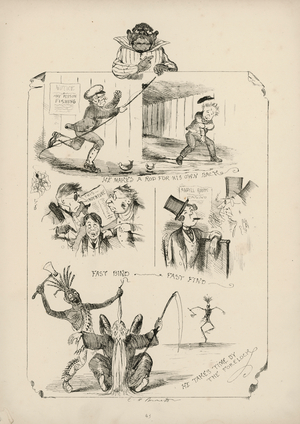 Page from Proverbs with Pictures by Charles H Bennett, 1859 (engraving)
