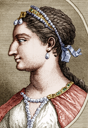 Cleopatra VII (69-30 BC) last Macedonian queen of Egypt, engraving colourized document
