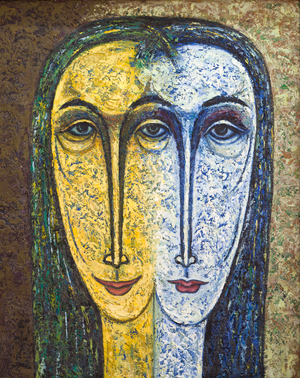 Twin faces,1989 (oil on canvas)