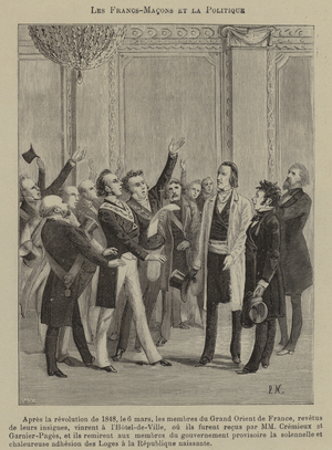 Freemasons and politics (engraving)