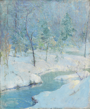 The Brook in Winter (oil on canvas)