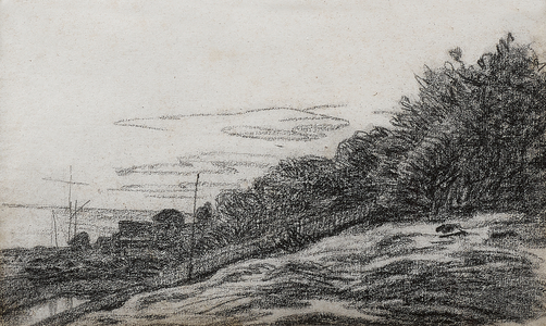 Lower Normandy Coast, c.1864 (Black chalk on paper mounted on paper)