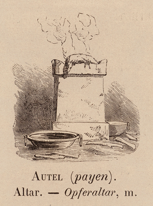 Le Vocabulaire Illustre: Autel (payen); Altar; Opferaltar (engraving)