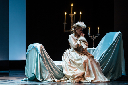 Ainoha Arteta as Adriana in the opera 'Adriana Lecouvreur', at the Teatro de la Maestranza, Seville, May 2018 (photo)