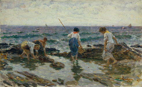 Seeking seafood (oil on canvas)