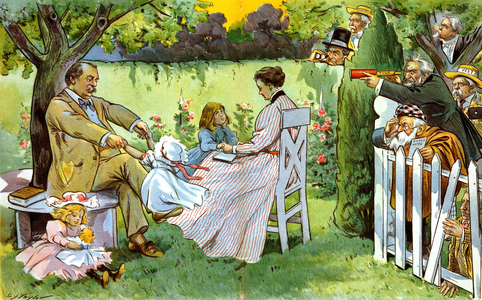 President Cleveland and his wife playing with their children, 1897