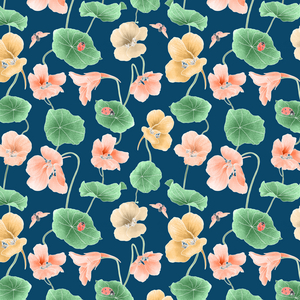 Nasturtium hero pattern colorway 2, 2020 (graphite pencil & digital)