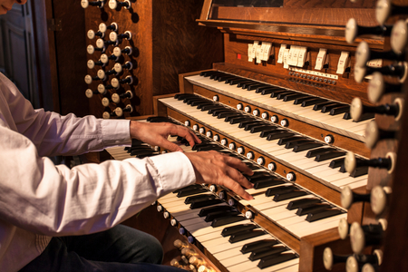 Jean-Baptiste Dupont, organist at the instrument's keyboards (1874).2016 (photo)