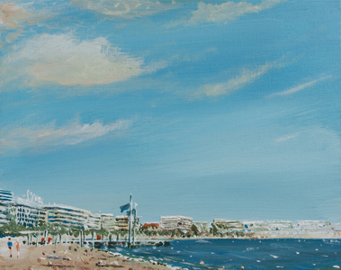 Cannes Sea Front, 2014,  (acrylic on canvas board)