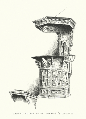 Carved Pulpit in St Michael's Church (litho)