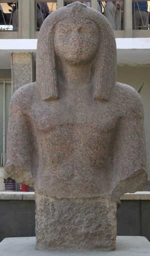 Pink granite statue