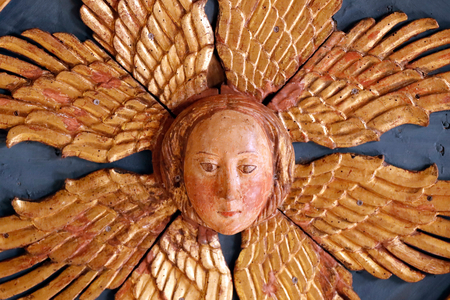 Gallerie dell'Accademia. The ceiling of the First Hall (Sala 1) was made by Marco Cozzi in about 1470. Angel.