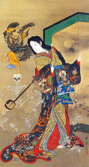 Japan: Jigoku Dayu, the 'Hell Courtesan', painted by Kyosai Kawanabe (1831-1889)