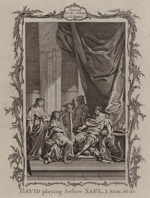 David playing before Saul (engraving)