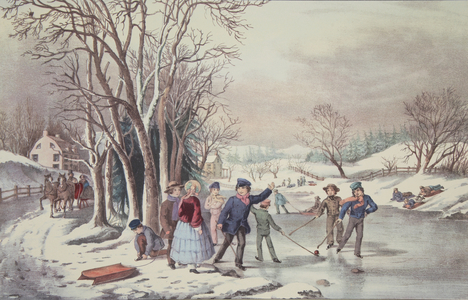 Winter Pastime, pub. 1855,  Currier & Ives (colour litho)