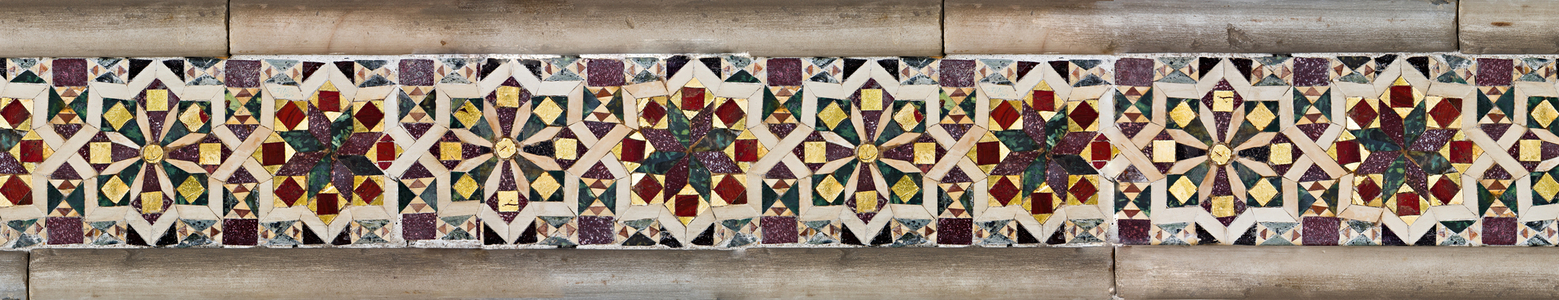 Palermo, The Royal Palace or Palazzo dei Normanni (Palace of the Normans), Pisana Tower, the King Roger Room, marble coverings: detail of mosaic with geometric pattern