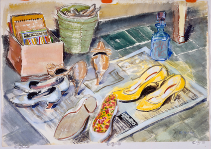 Polishing Shoes (w/c on paper)