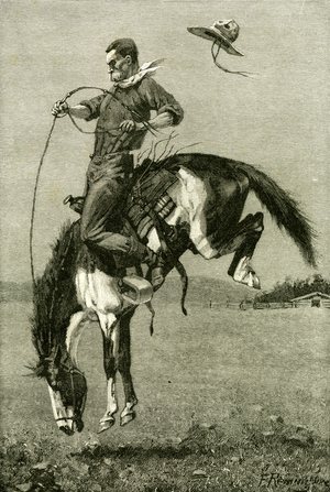 A Bronco Buster Riding a Bucking Horse 1891 USA