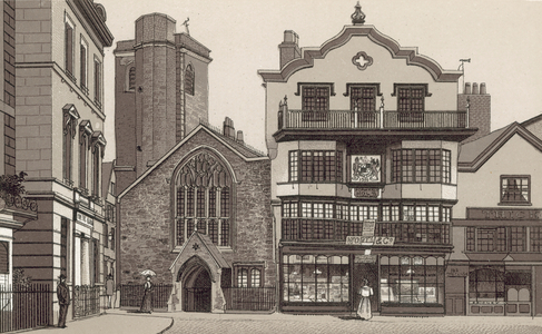 Old Houses in Cathedral Yard (litho)