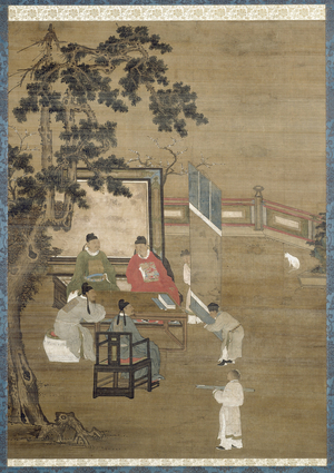 Painting, from the set The Four Accomplishments, Ming dynasty (1368-1644), late 16th-17th century (hanging scroll mounted on a panel; ink & colours on silk)