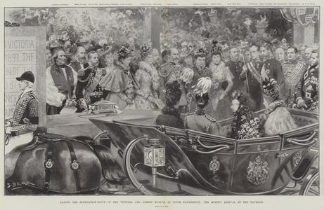 Laying the Foundation-Stone of the Victoria and Albert Museum at South Kensington, the Queen's Arrival at the Pavilion (engraving)