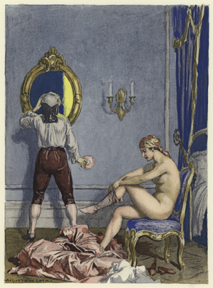 Illustration for memoirs of Casanova (colour litho)