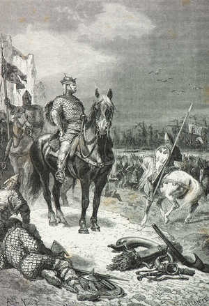 William the Conqueror lands at Pevensey in 1066 (Engraving)