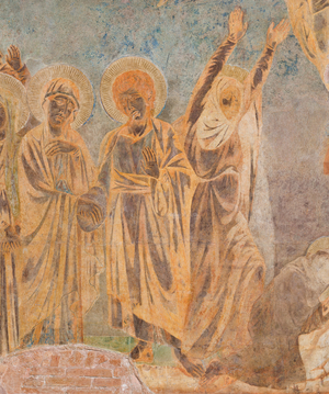 Detail with the Virgin, St. John the Evangelist and the Magdalen, c.1277-83 (fresco)