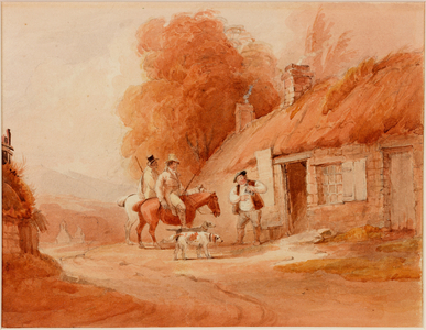 Two Sportsmen (bodycolour on paper)