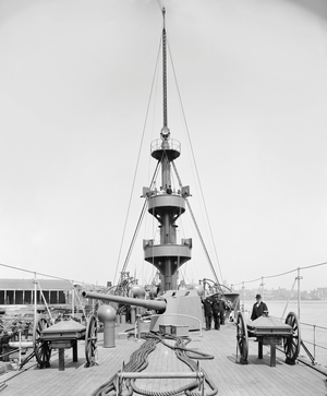 Quarter-Deck, U.S.S. New Orleans, Brooklyn Navy Yard, Brooklyn, New York, USA, Edward Hart for Detroit Publishing Company, 1898 (b/w photo)