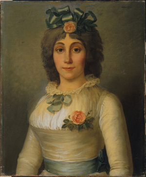 Portrait of a woman, formerly identified as Anne-Josèphe Théroigne de Méricourt (1762-1817), in 1793 (oil on canvas)