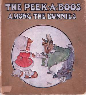 Front cover design, illustration from'The Peek-a Boos Among the Bunnies', c.1920 (colour litho)